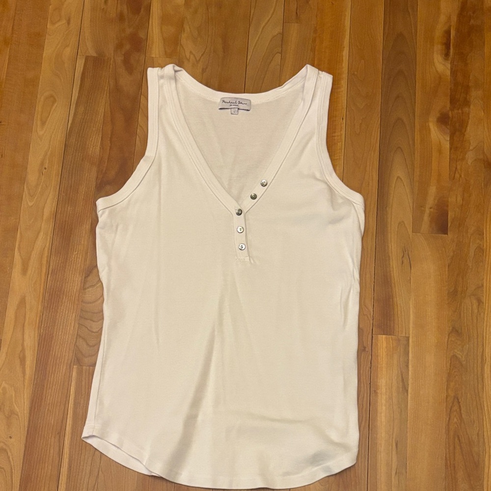 Michael Stars White Tank Top with Button Accents